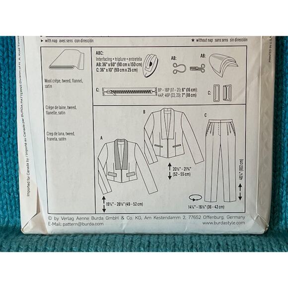 Burda 7484 sewing pattern womens suit blazer pants - Picture 4 of 5